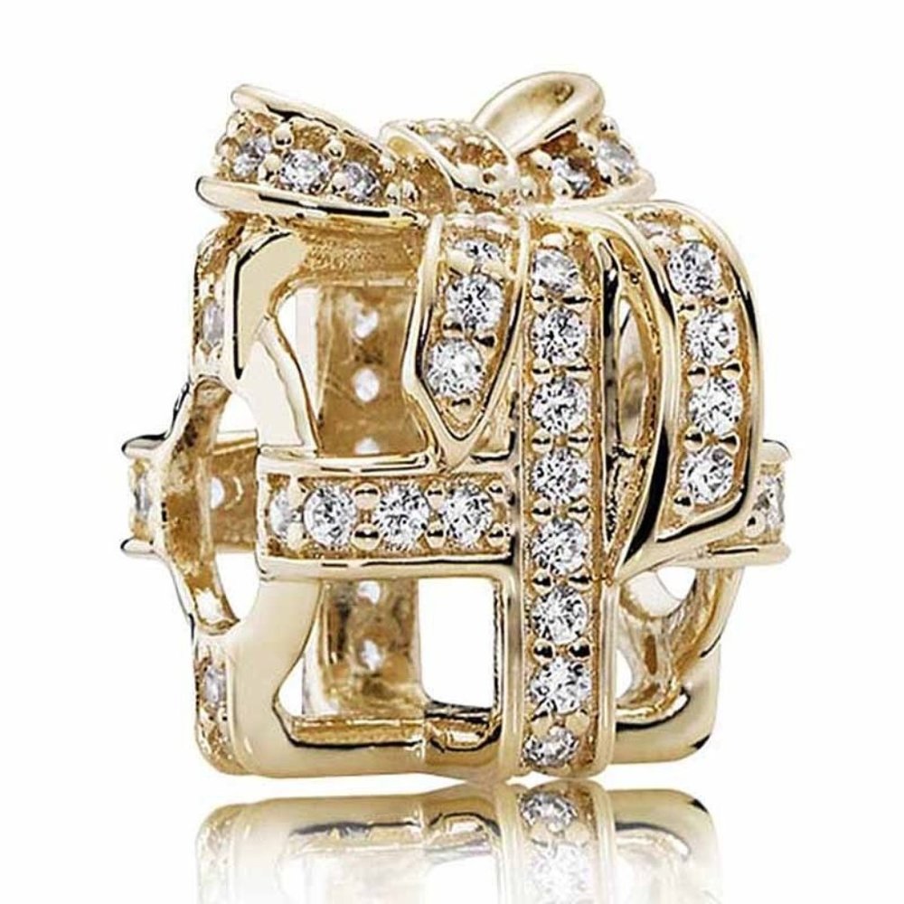 925 Sterling Silver Gold Christmas Wrapped Up Charm